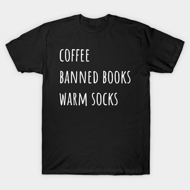 Coffee Banned Books Warm Socks T-Shirt by Huhnerdieb Apparel